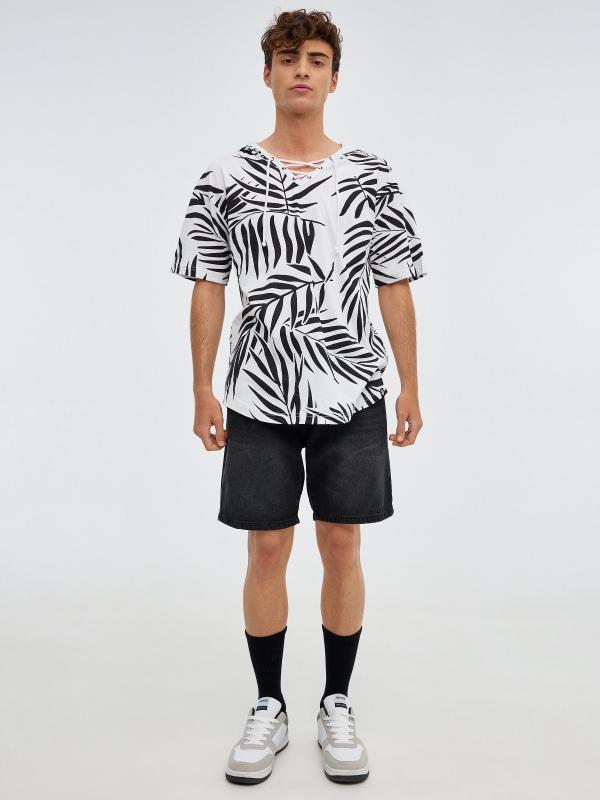 In Side Camiseta Oversized Hojas Palmera