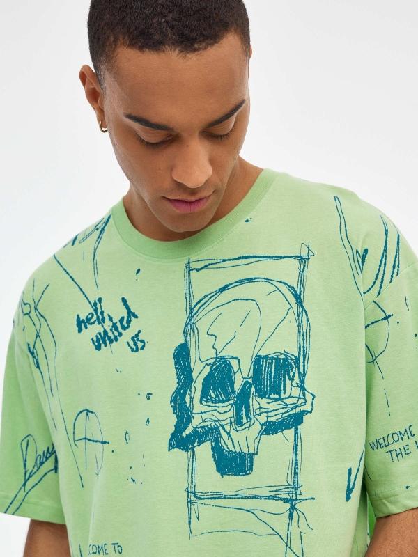In Side Camiseta Oversized Print Calavera