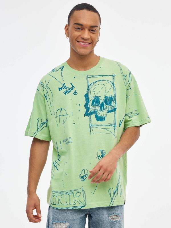 In side Camiseta oversized print calavera