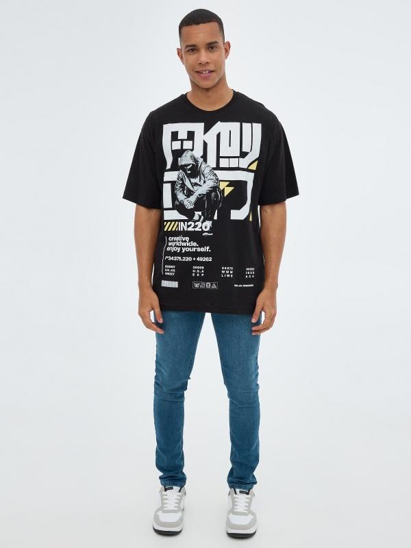 In Side Camiseta Oversized Print Japonés