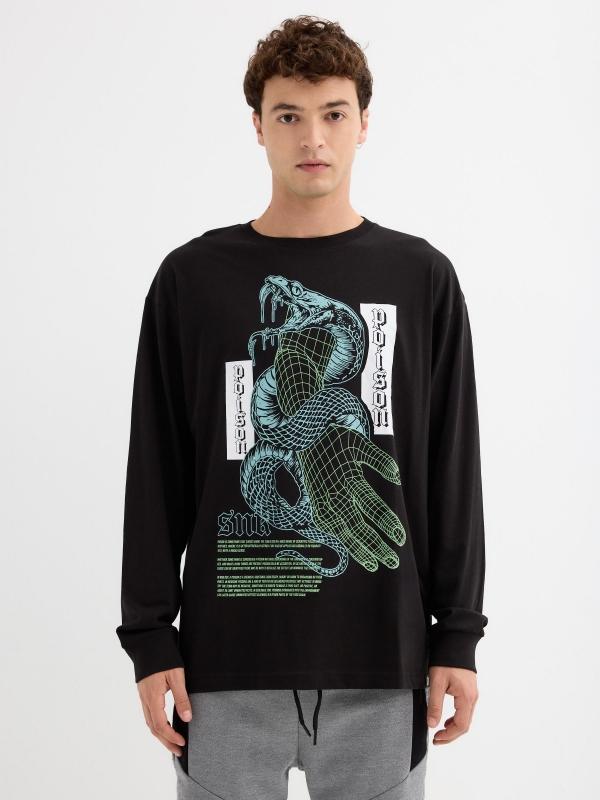 In side Camiseta oversized print serpiente