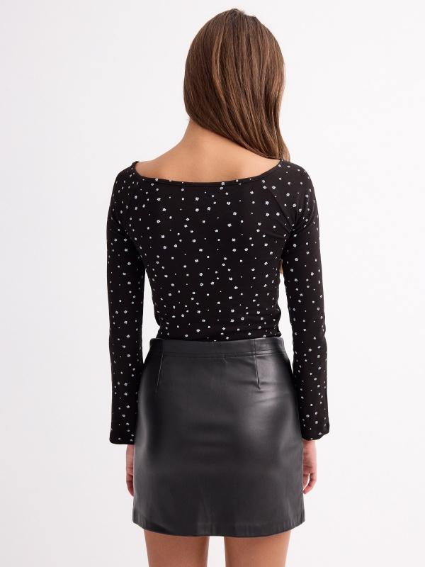 In Side Camiseta Print Flores Cuello Barco