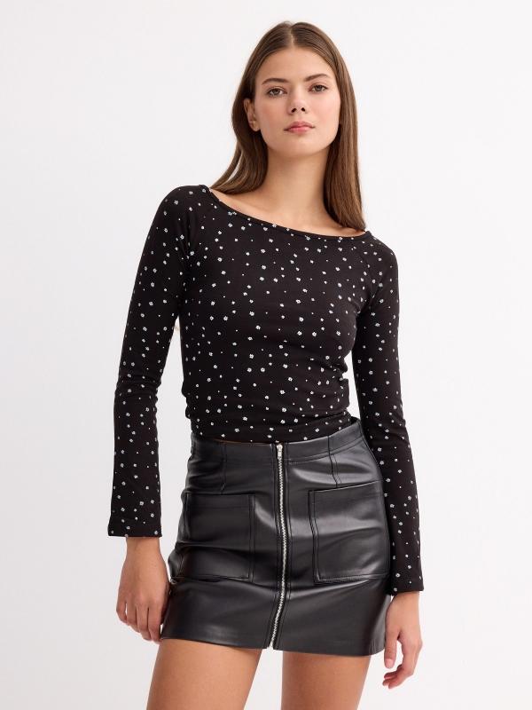 In side Camiseta print flores cuello barco