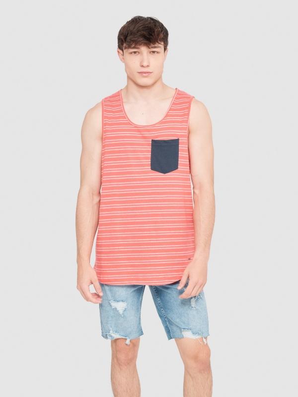 In side Camiseta rayas con bolsillo