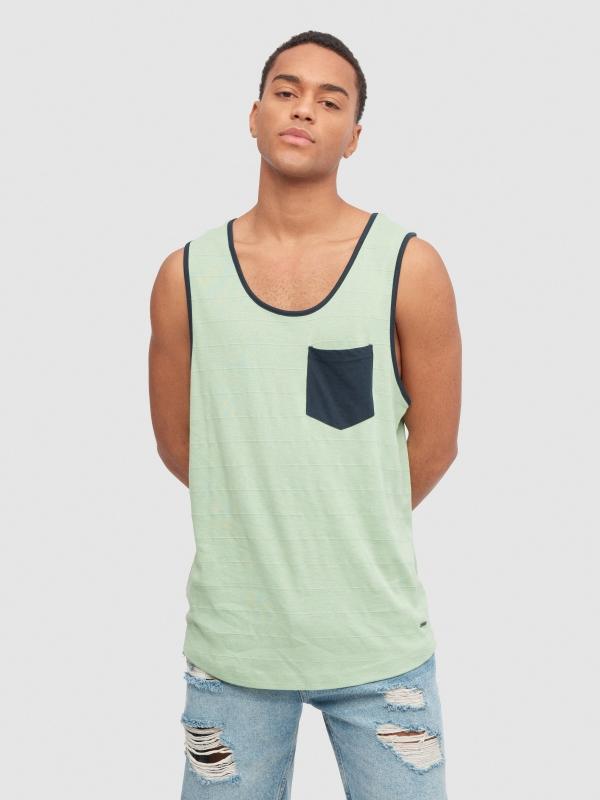 In side Camiseta rayas con bolsillo