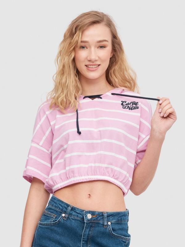 In side Camiseta rayas con capucha