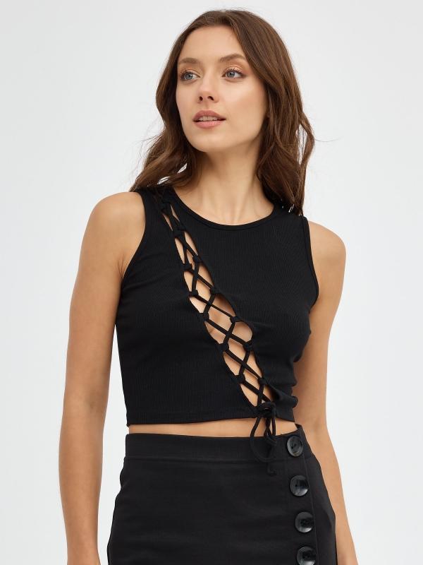 In side Camiseta Rib Lace Up