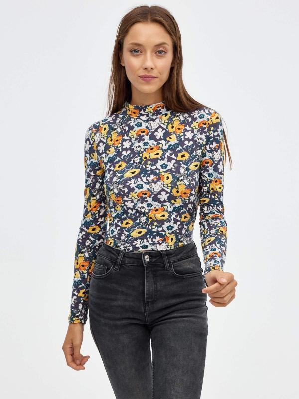 In side Camiseta slim perkins print floral