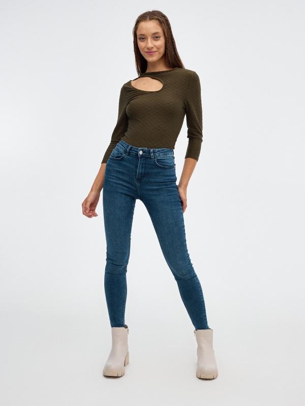 In Side Camiseta Slim Print Cuadros Cut Out