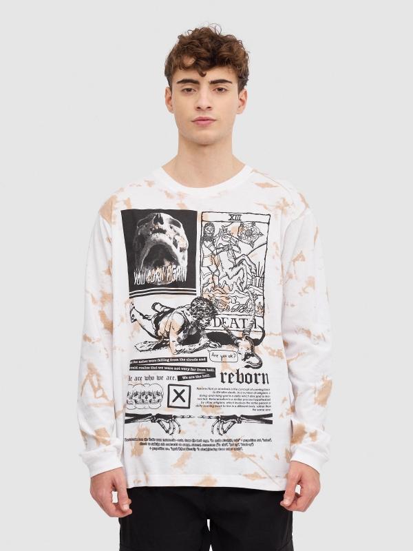 In side Camiseta tie&dye con print gráfico