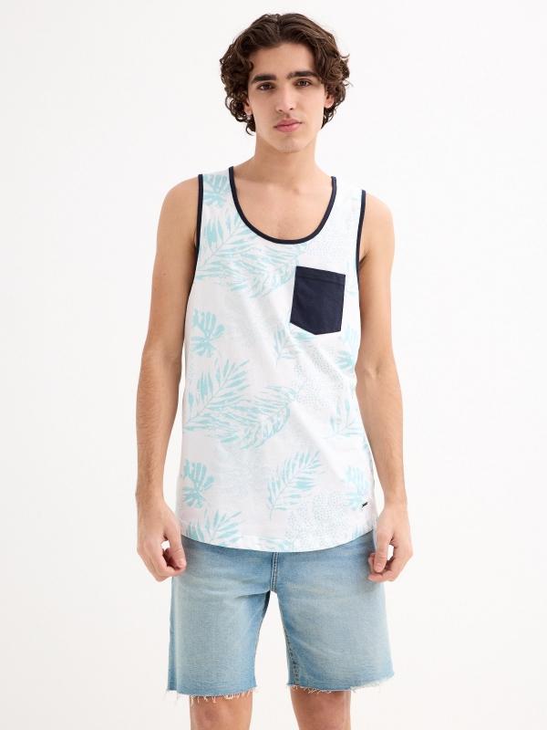 In side Camiseta tirantes tropical con bolsillo