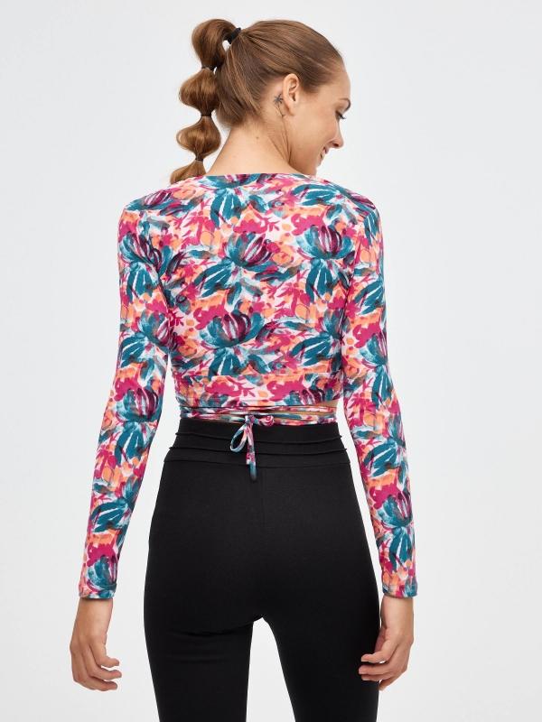 In Side Camista Print Floral Con Lace Up