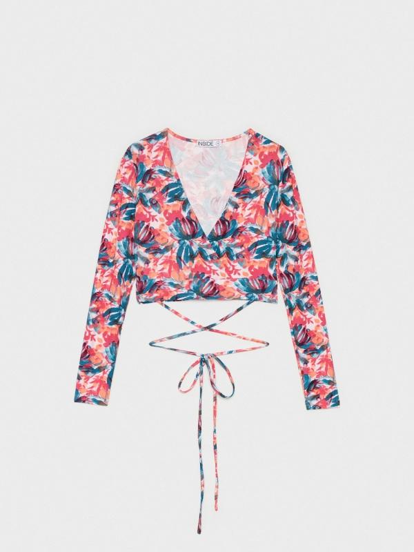 In Side Camista Print Floral Con Lace Up