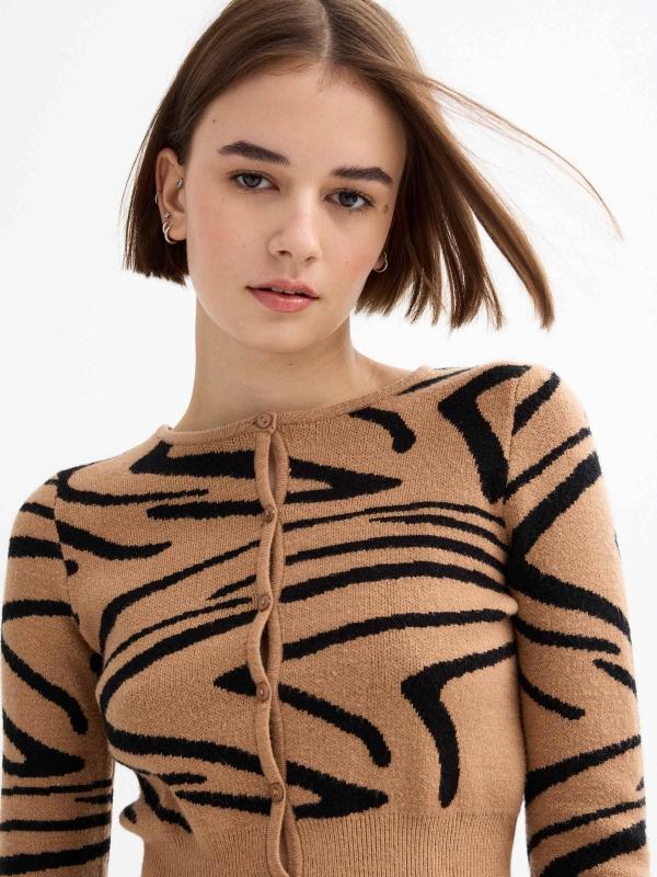 In Side Cárdigan Cropped Estampado