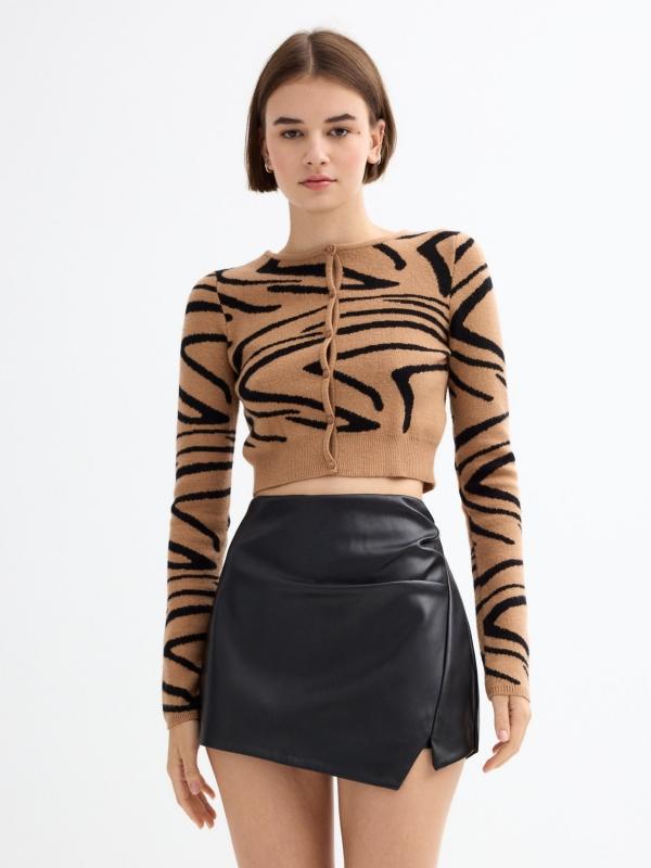 In side Cárdigan cropped estampado