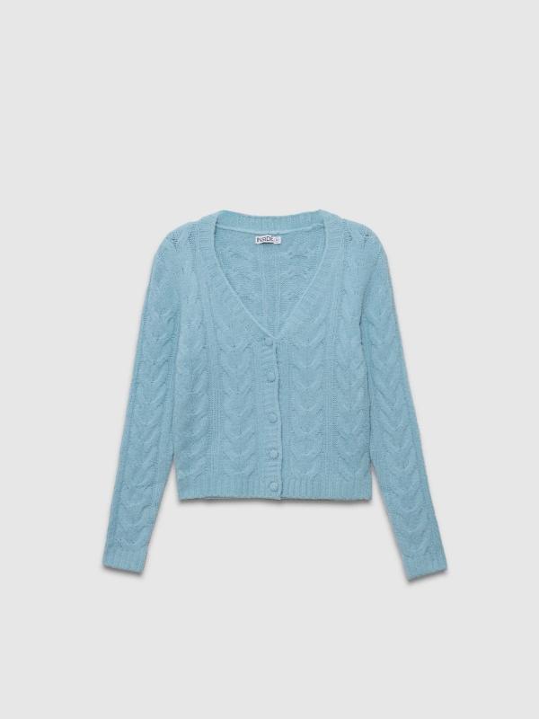 In Side Cardigan Slim Trenzado Azul