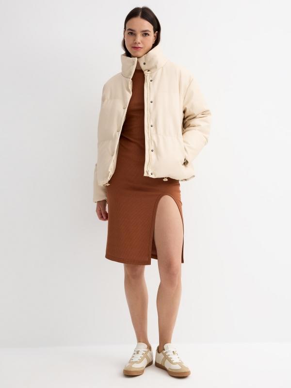 In Side Cazadora Acolchada Efecto Piel Beige