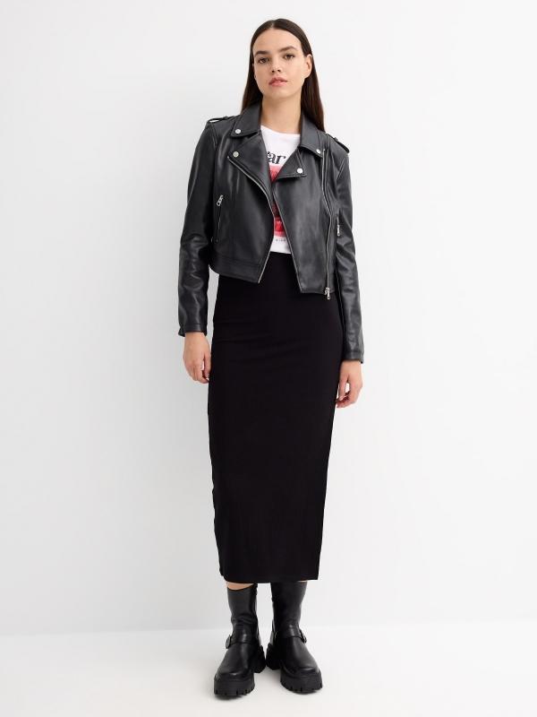 In Side Cazadora Biker De Solapa