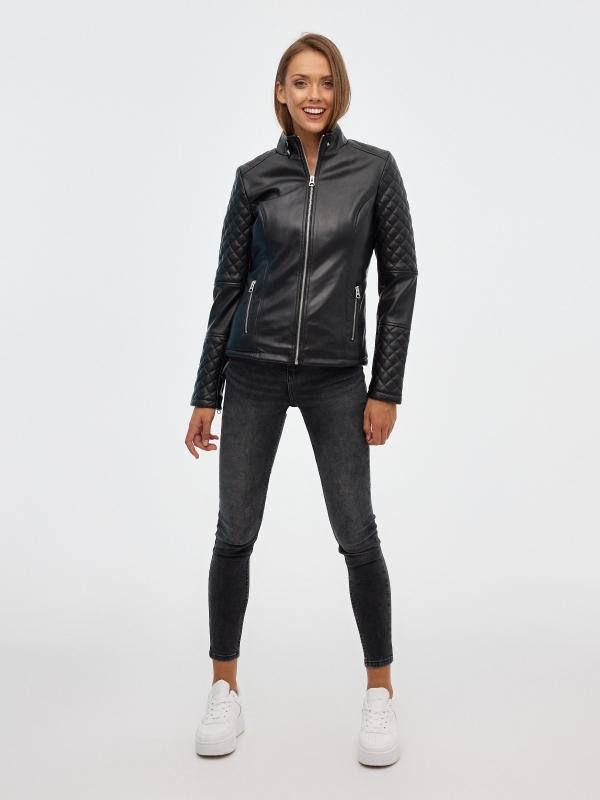 In Side Cazadora Biker Efecto Piel