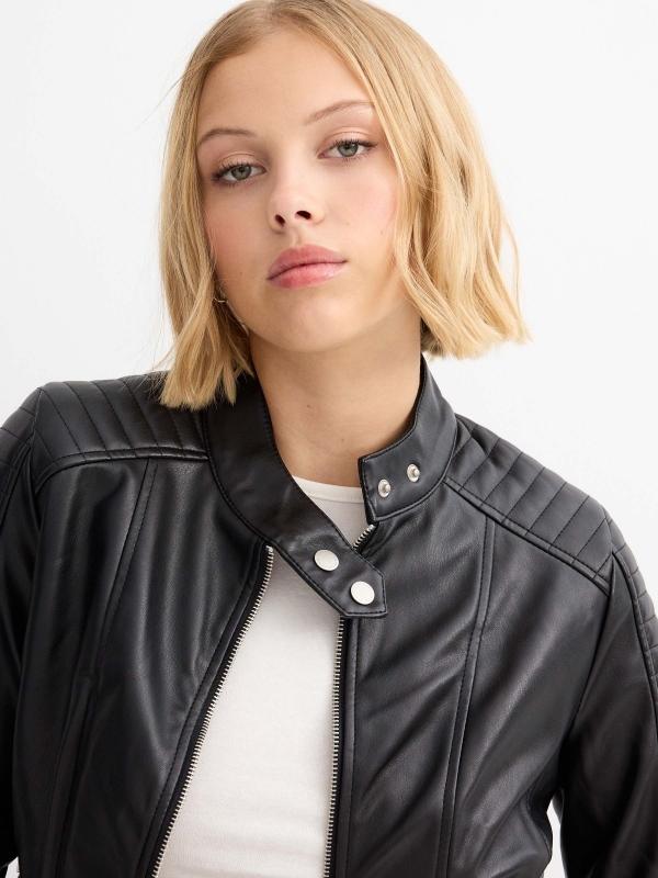 In Side Cazadora Biker Efecto Piel