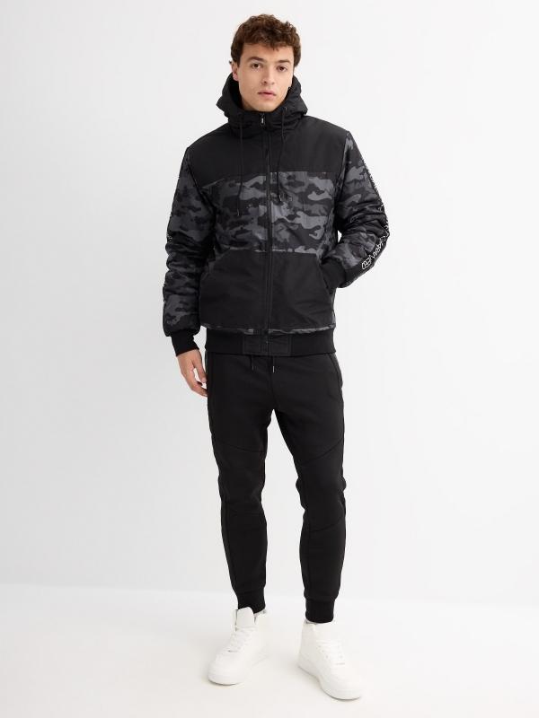 In Side Cazadora Capucha Print Camuflaje