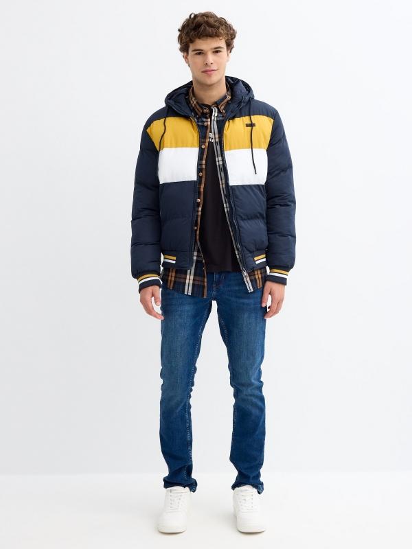 In Side Cazadora Color Block Con Capucha