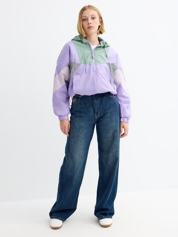 In Side Cazadora Color Block Morada