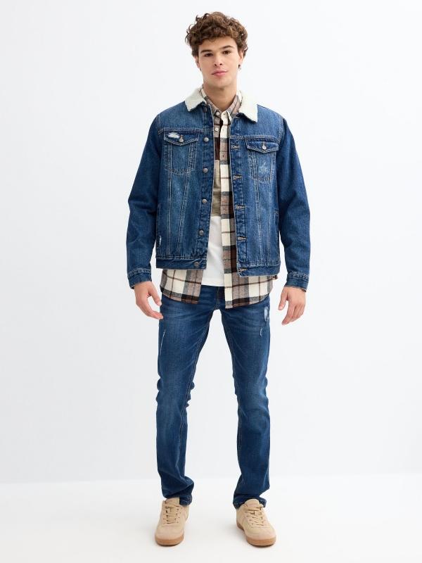 In Side Cazadora Denim De Borreguillo