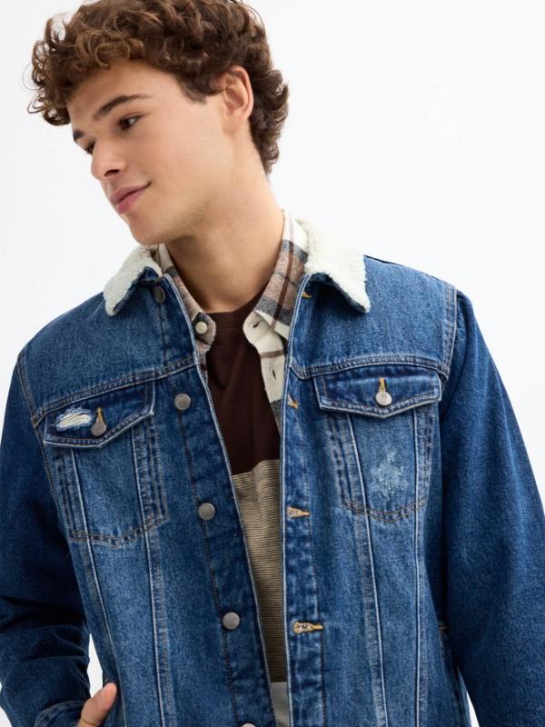 In Side Cazadora Denim De Borreguillo