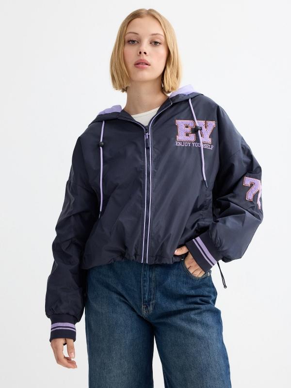 In side Cazadora lila acolchada capucha