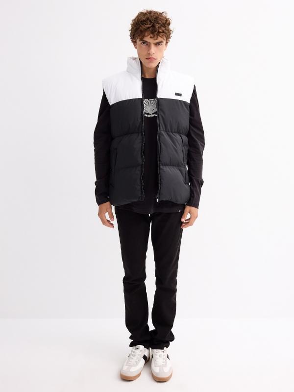 In Side Chaleco Acolchado Color Block Blanco