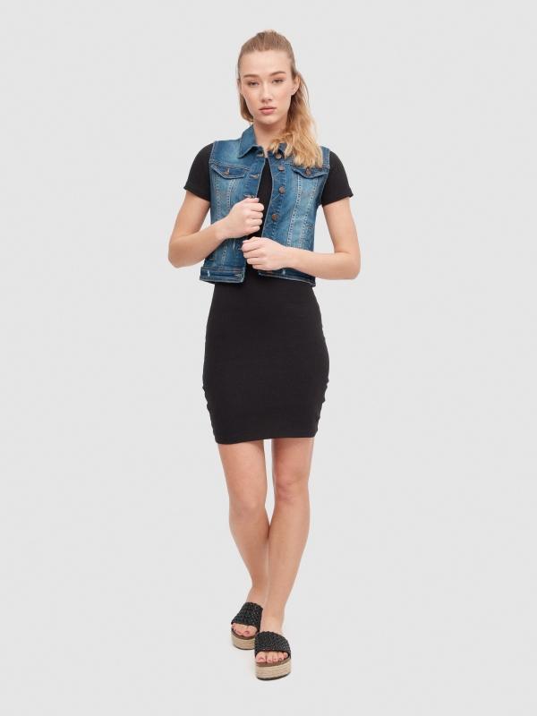 In Side Chaleco Denimo Lavado