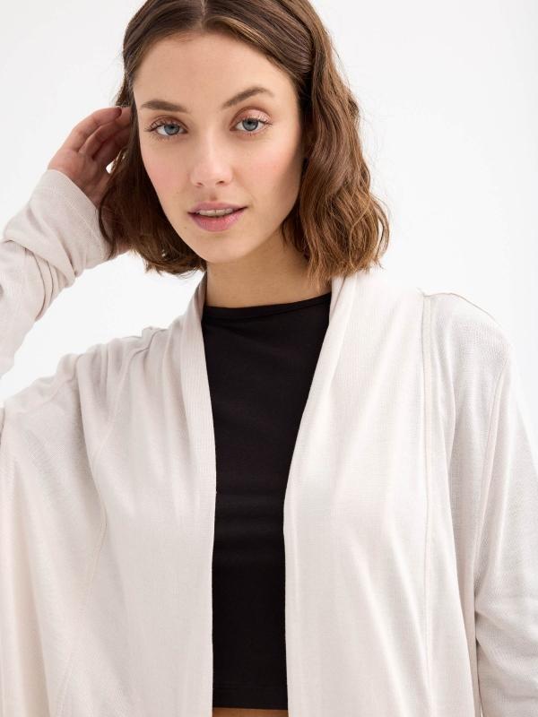 In Side Chaqueta Abierta De Punto Blanca