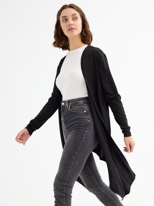 In Side Chaqueta Punto Fluida Asimétrica Gris