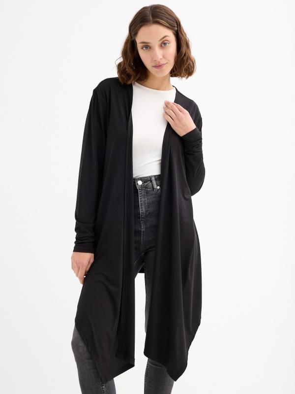 In side Chaqueta punto fluida asimétrica gris