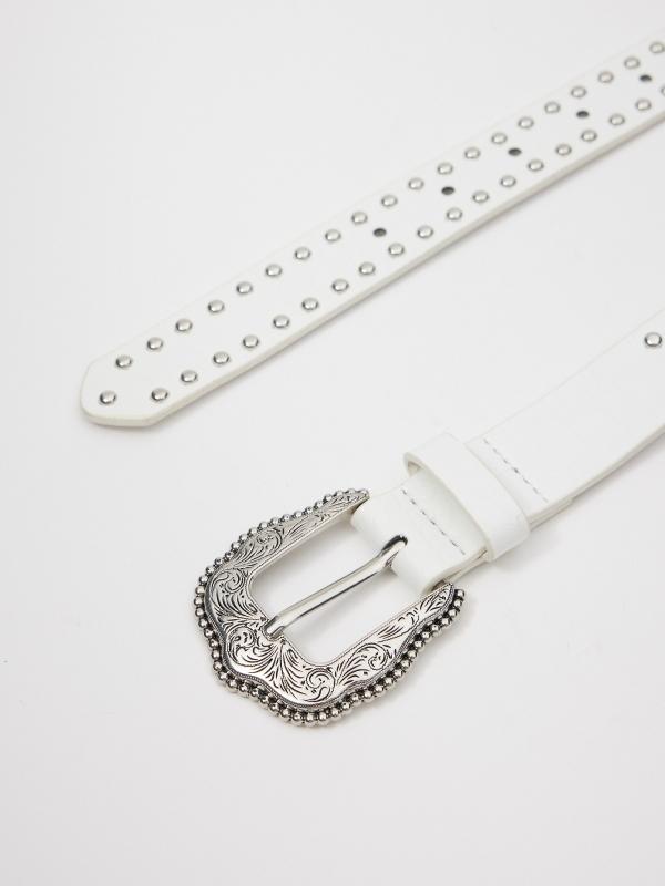 In Side Cinturón Blanco Con Hebilla Y Tachas