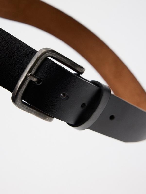 In Side Cinturón Negro Fino De Polipiel