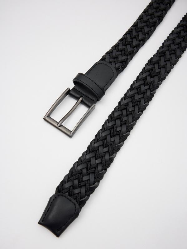 In Side Cinturón Negro Trenzado Hombre