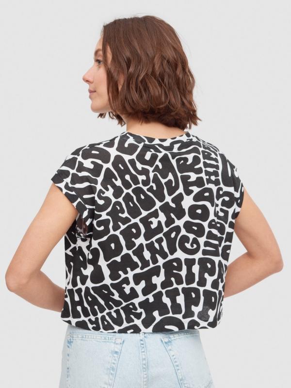 In Side Crop Top Allover Texto