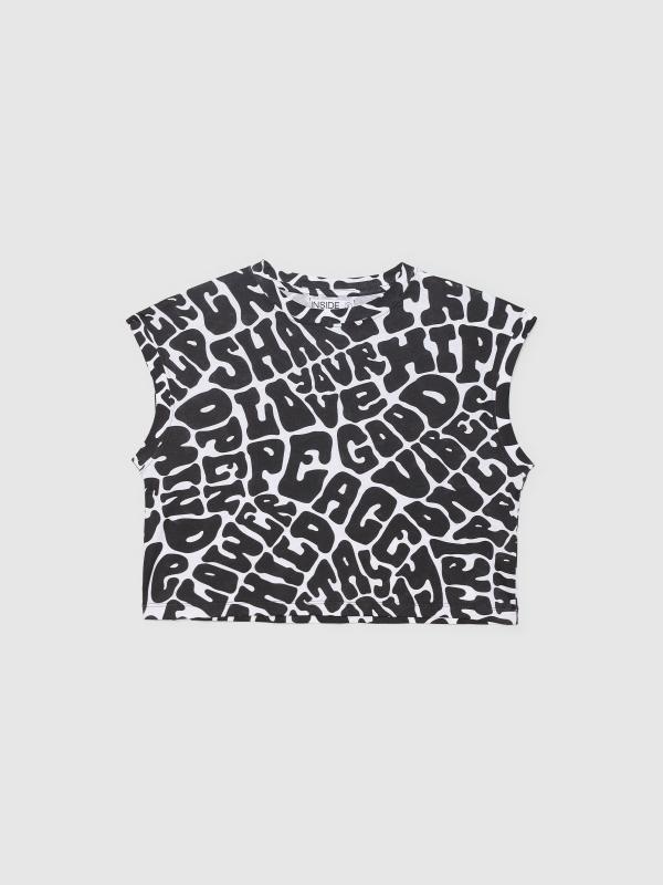 In Side Crop Top Allover Texto