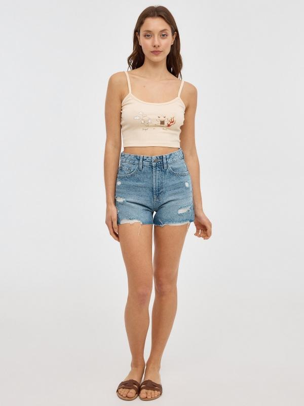 In Side Crop Top Angel Or Devil