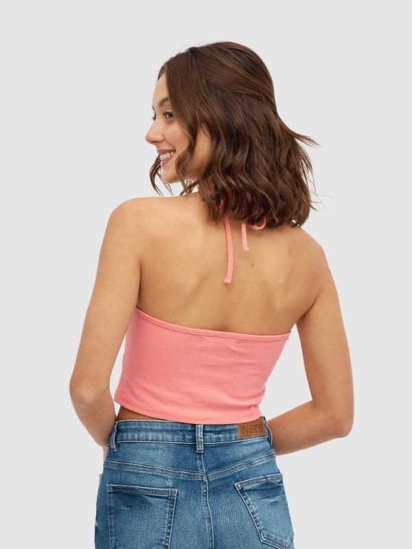 In Side Crop Top Anudado Al Cuello