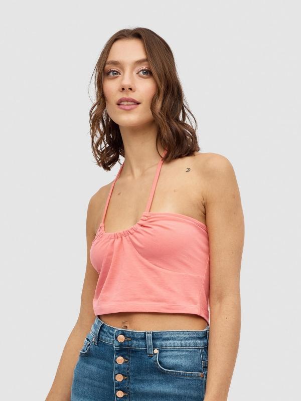 In side Crop top anudado al cuello