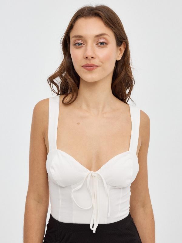 In Side Crop Top Corsé Tirante Ancho