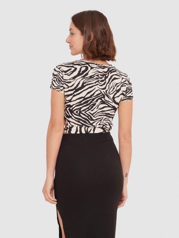 In Side Crop Top Cut Out Animal Print