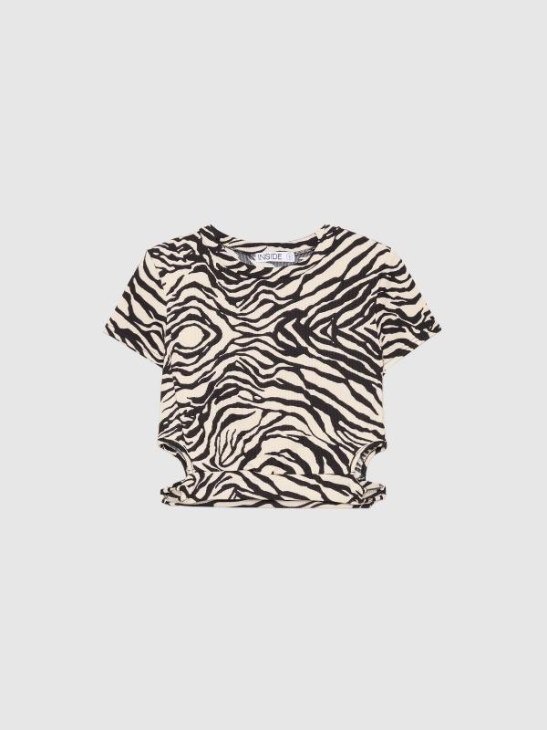In Side Crop Top Cut Out Animal Print