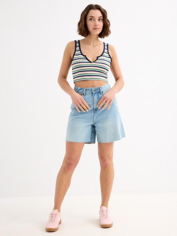 In Side Crop Top De Rayas