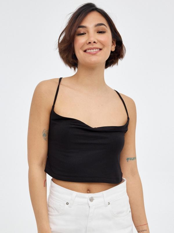 In side Crop top de tirantes cruzados