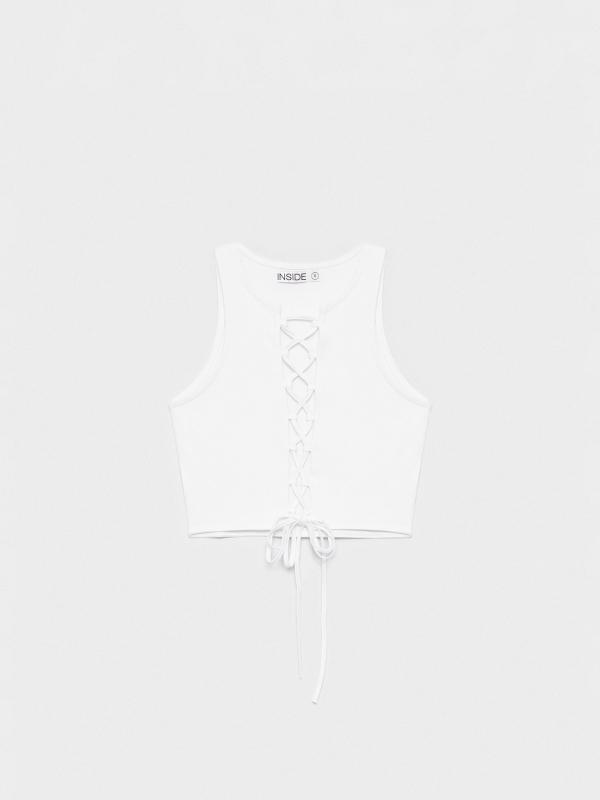 In Side Crop Top Escote Lace Up