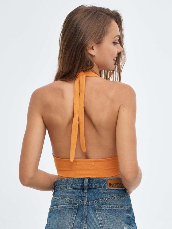 In Side Crop Top Halter Anudado